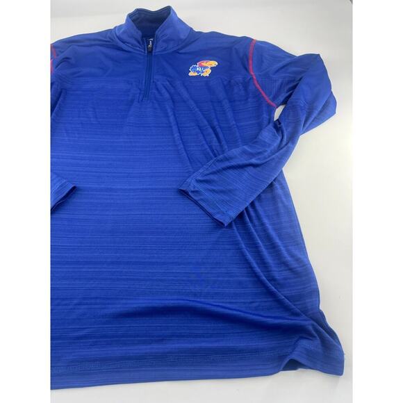 Kansas University Jayhawks Shirt Mens Large Blue Sportswear ¼ Zip Pullover Light - Picture 8 of 10
